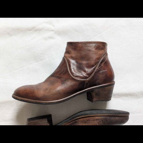 Source Unknown Brown Heeled Boots with Vintage Patina - Picture 4 of 5